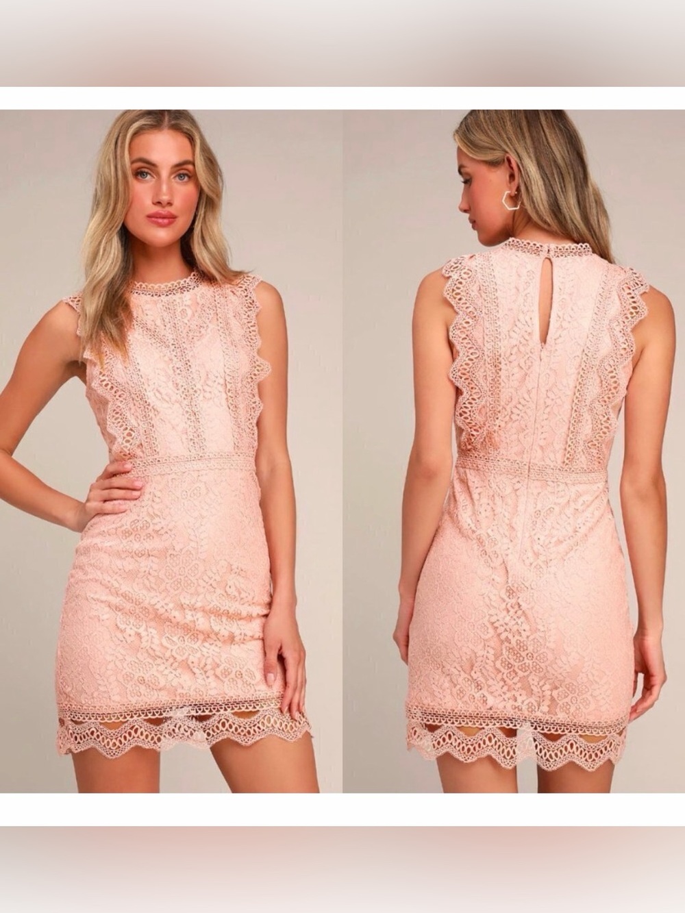 Lulu's My Sweetheart Blush Pink Lace Mini Dress